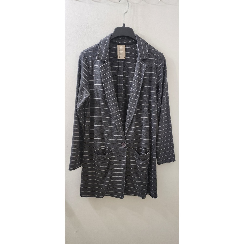 Dolan Left Coast Collection Grey Striped Knit Longline Blazer Jacket Medium